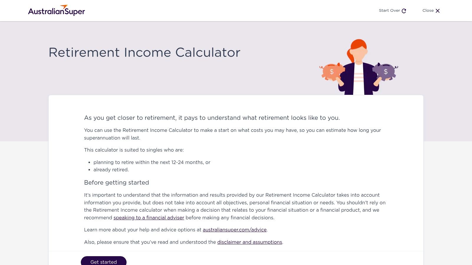 AustralianSuper – Retirement Income Calculator