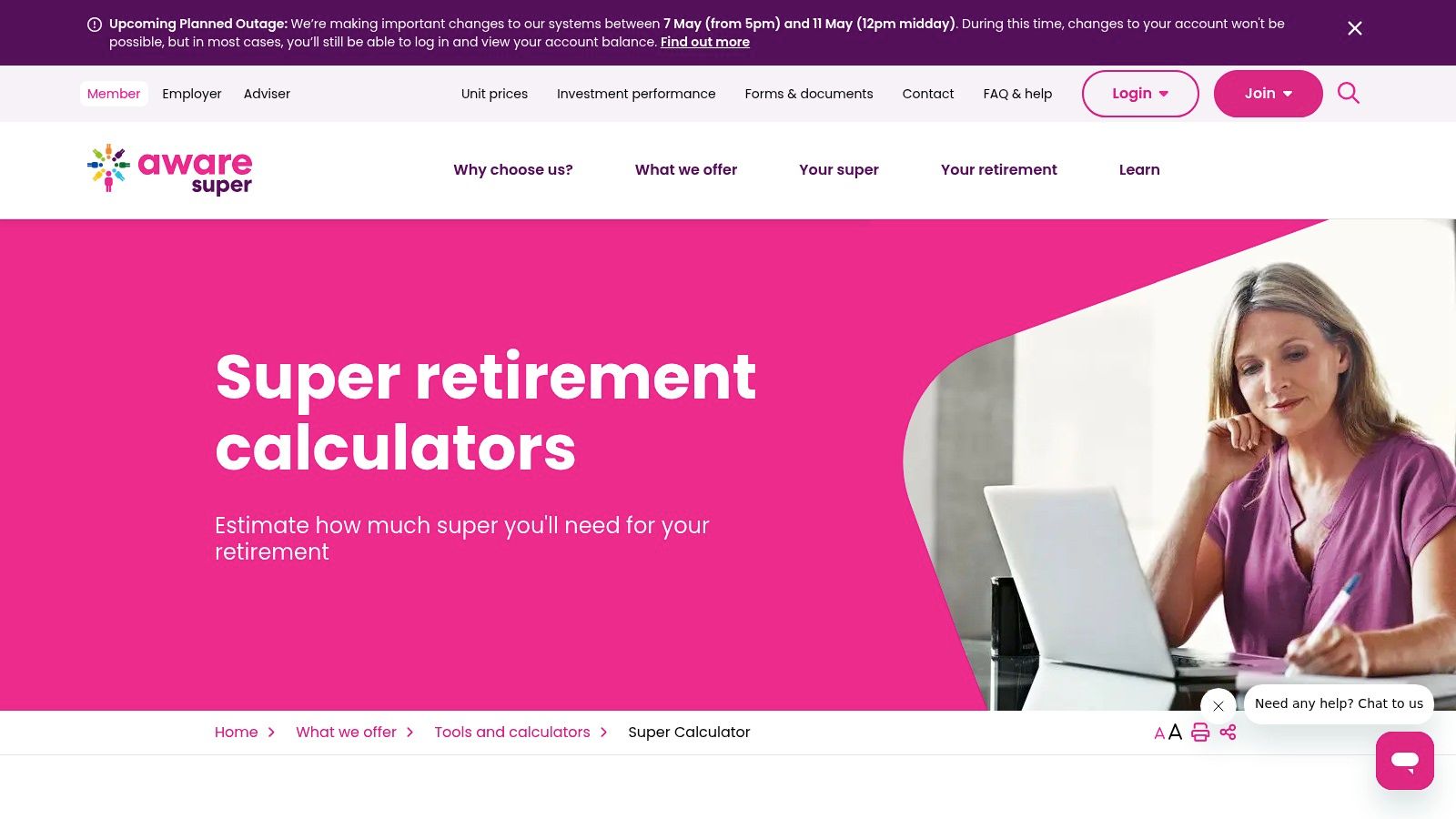Aware Super – My Retirement Planner and Retirement Manager