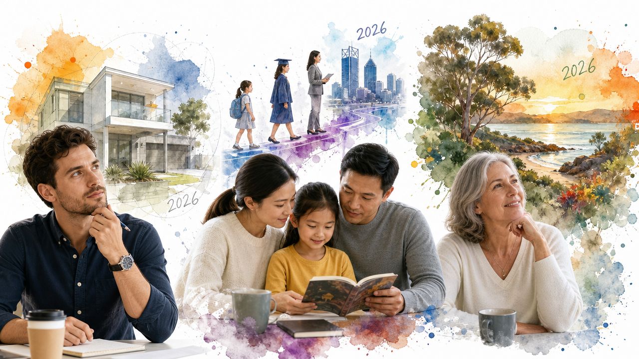 A diverse family planning for their future in Perth with financial goals and lifestyle aspirations.